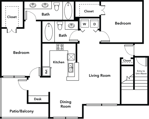 Elm 1 two bedroom floorplan